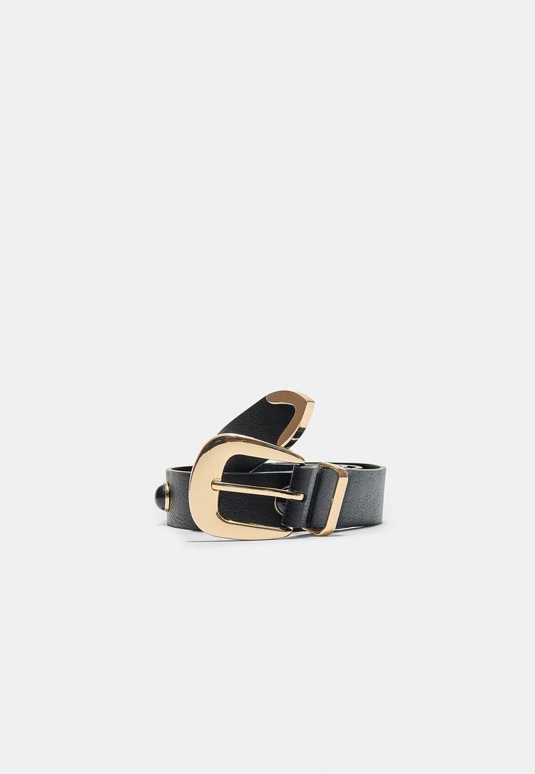 Stradivarius Curea Cu Pietre Negru 80