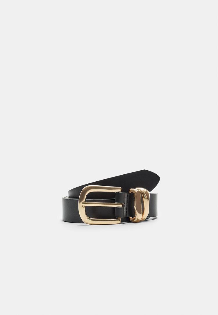Stradivarius Curea De Bază Cu Două Inele Negru 90