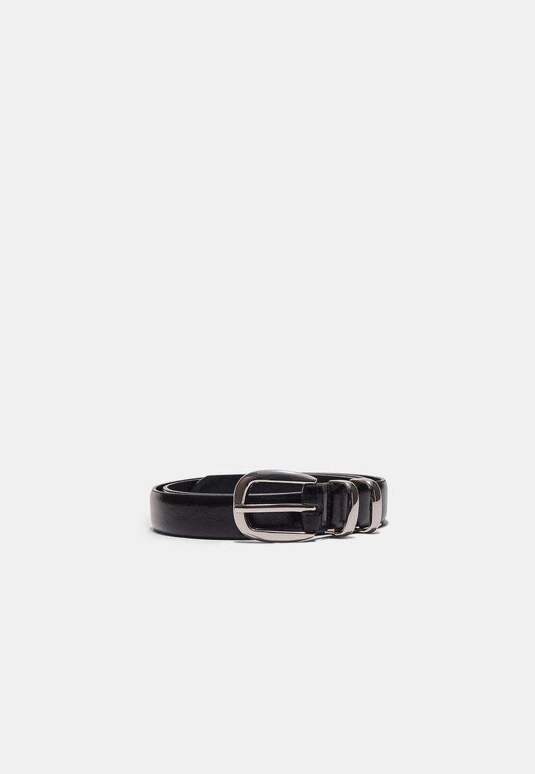 Stradivarius Curea De Bază Din Imitație De Piele Lucioasă Negru 90