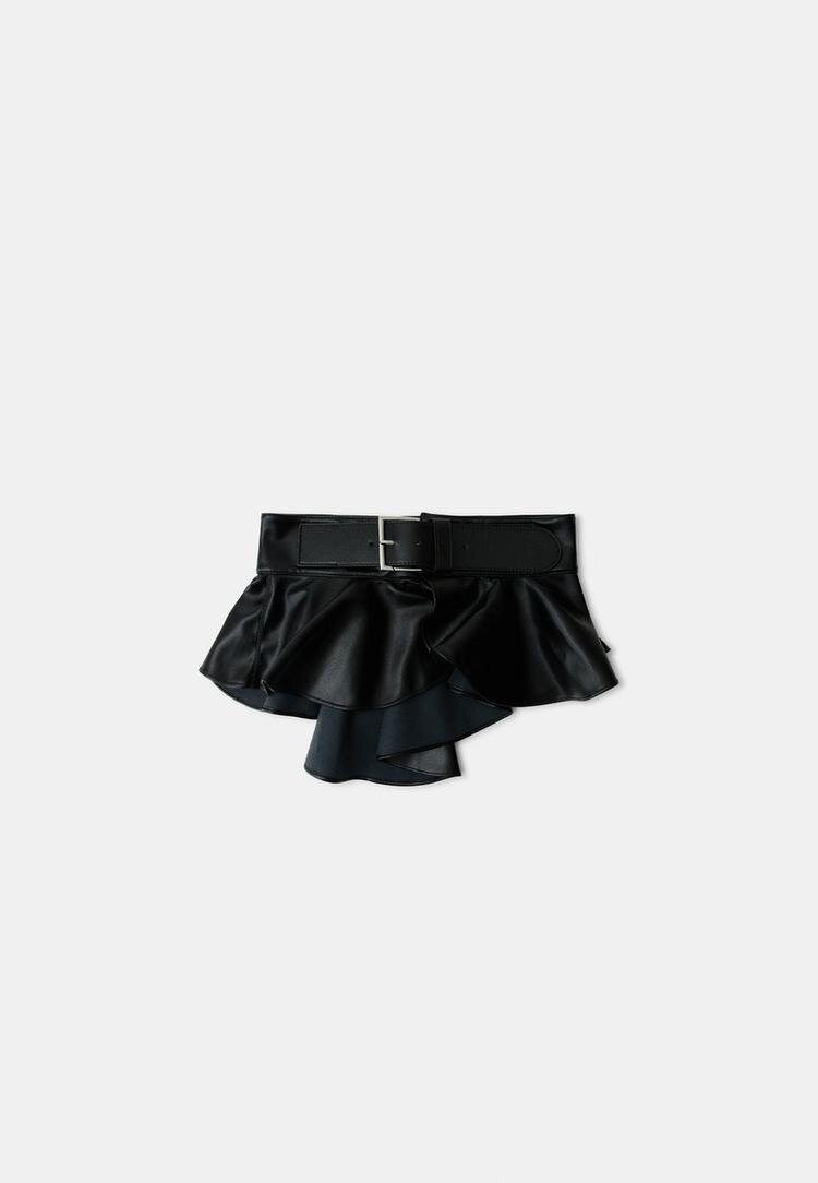 Stradivarius Curea-Fustă Din Imitație De Piele Negru M