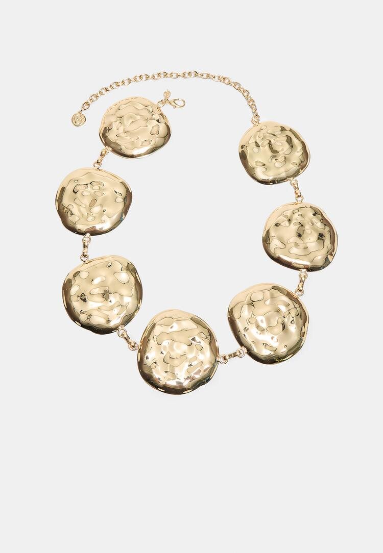 Stradivarius Curea Metal Cu Cercuri Mari Auriu S