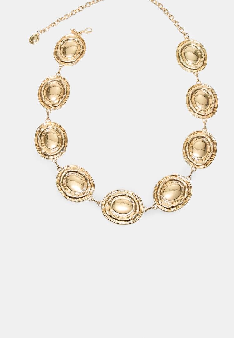Stradivarius Curea Metal Cu Cercuri Xl Auriu M