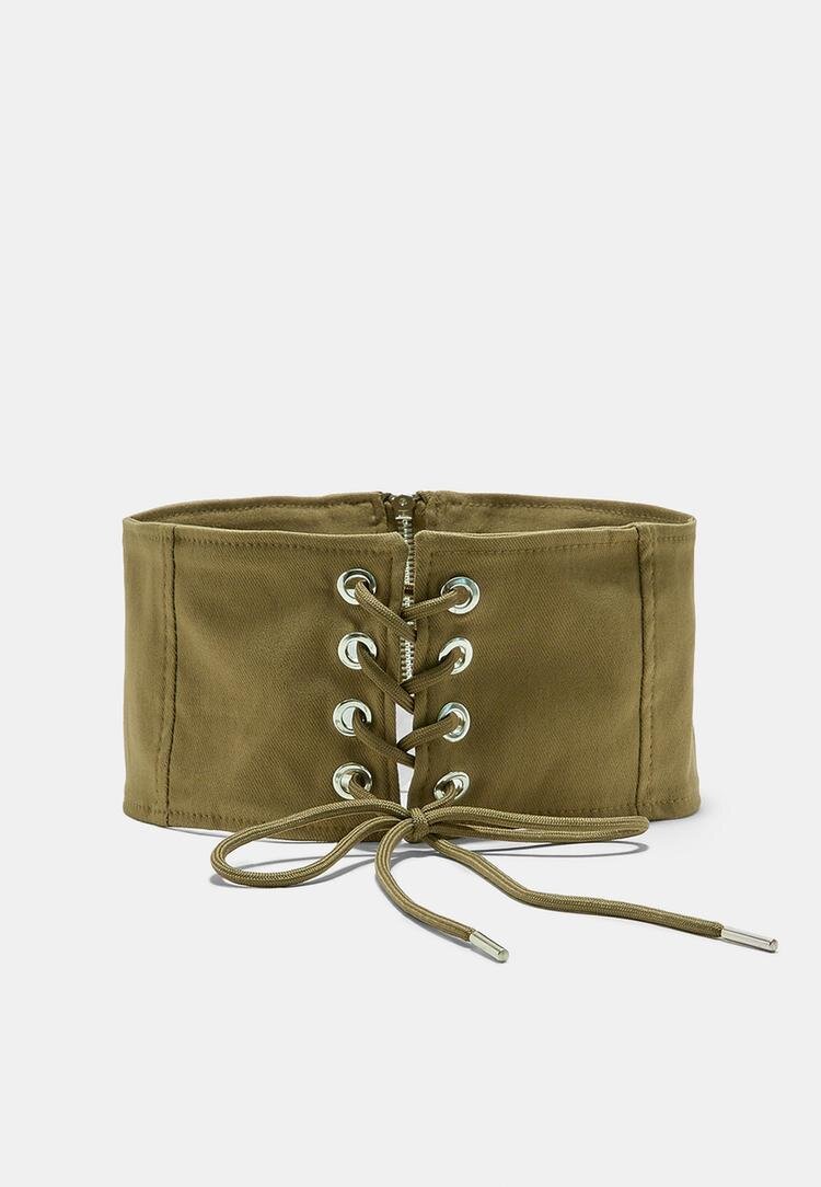Stradivarius Curea Tip Corset Verde S