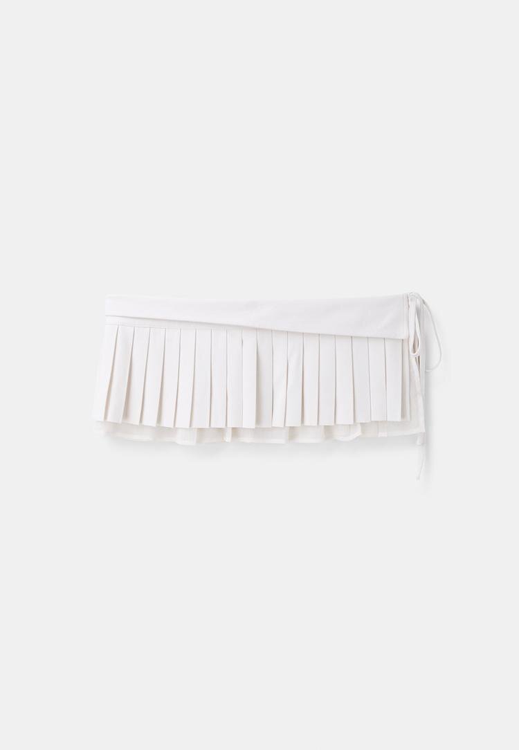 Stradivarius Curea Tip Fustă Plisată Ecru M