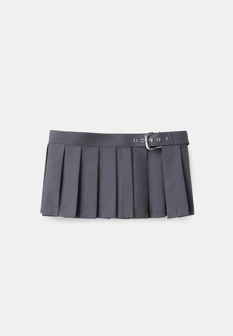 Stradivarius Curea Tip Fustă Plisată Gri S