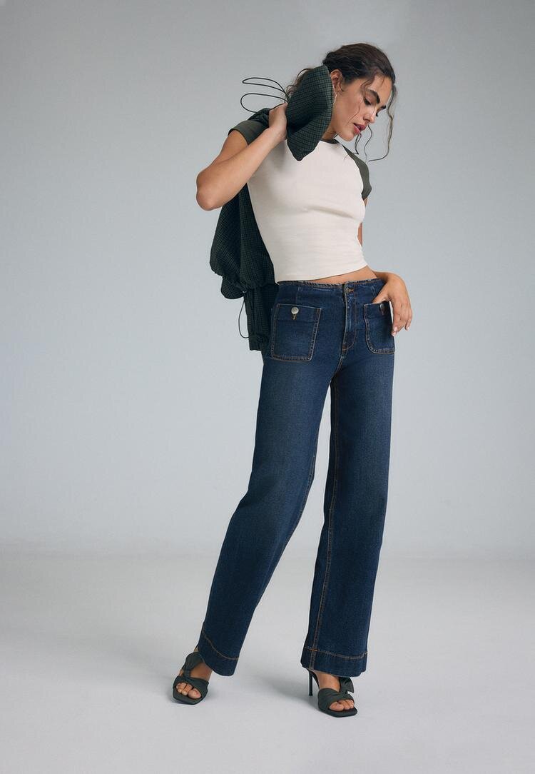 Stradivarius D77 Blugi Minimalist Cu Buzunare Efect Prespălat Denim Gri Perlat 40