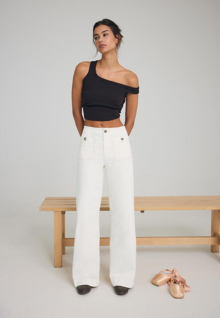 Stradivarius D77 Blugi Minimalist Cu Buzunare Vanilie 40