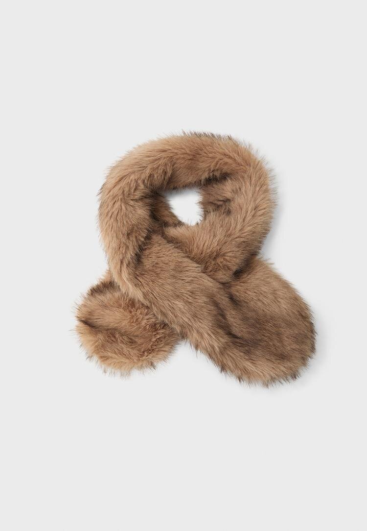 Stradivarius Fular Cu Imitație De Blană Albastru Os