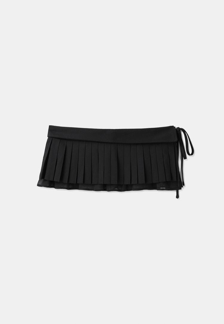 Stradivarius Fustă-Curea Plisată Negru M