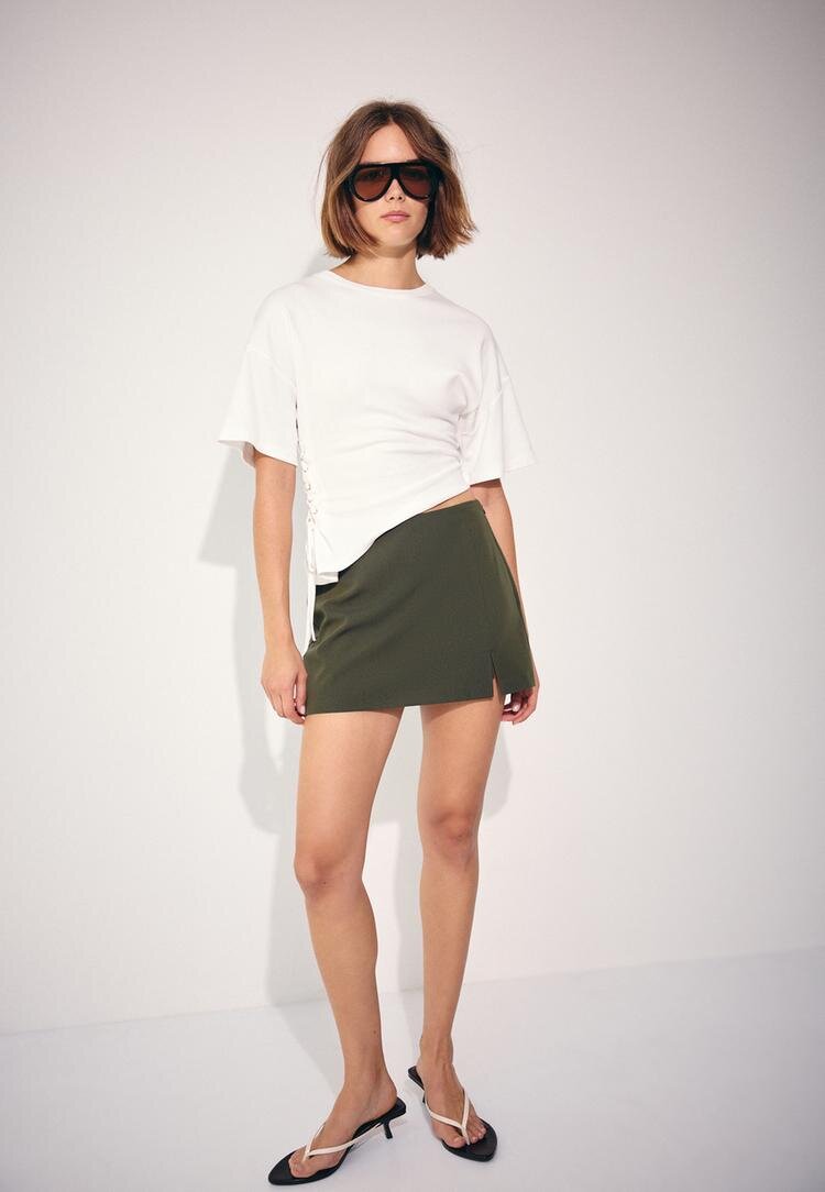 Stradivarius Fustă-Pantalon Cu Deschidere Laterală Verde Închis Xs