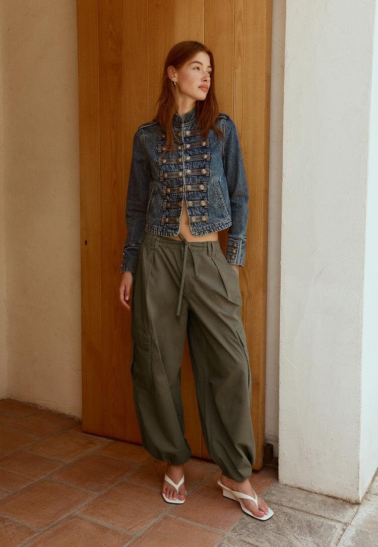 Stradivarius Geacă Denim Cu Nasturi 100% Bumbac Albastru Foarte Închis/Decolorat L