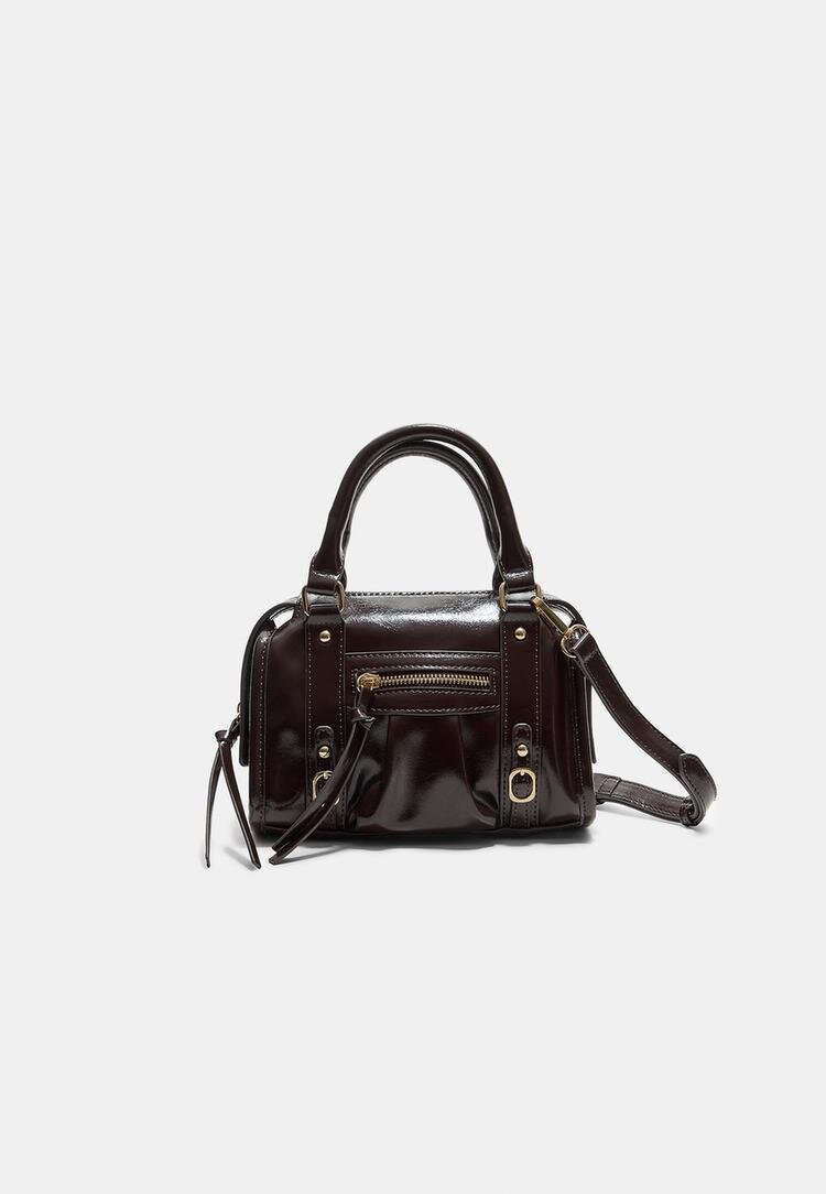 Stradivarius Geantă Crossbody Bowling Imitație De Piele Maro Os