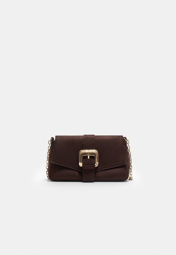Stradivarius Geantă Crossbody Cu Cataramă Neregulată Maro Os