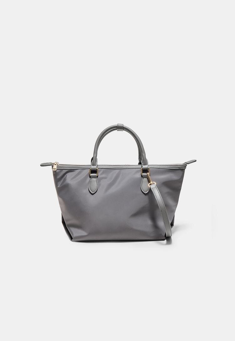 Stradivarius Geantă Crossbody Cu Fermoar Gri Închis Os