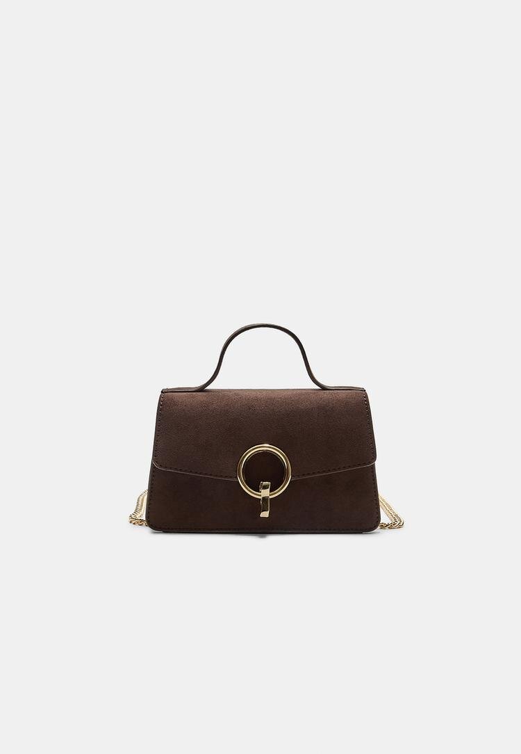 Stradivarius Geantă Crossbody Cu Închidere Rotundă Maro Os