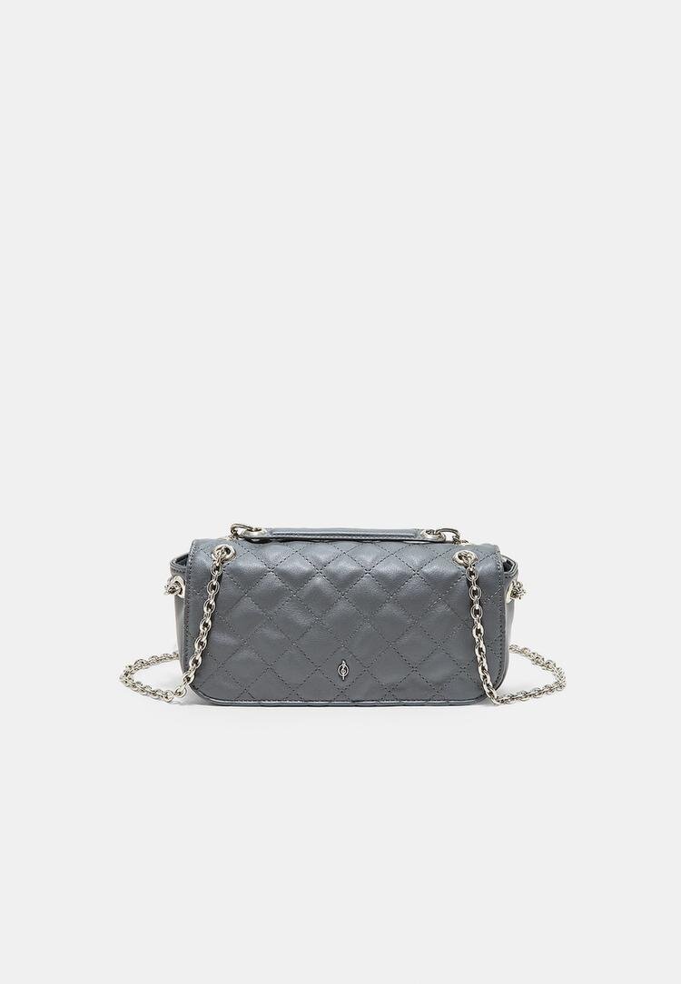 Stradivarius Geantă Crossbody Cu Lanț Și Logo Gri Închis Os