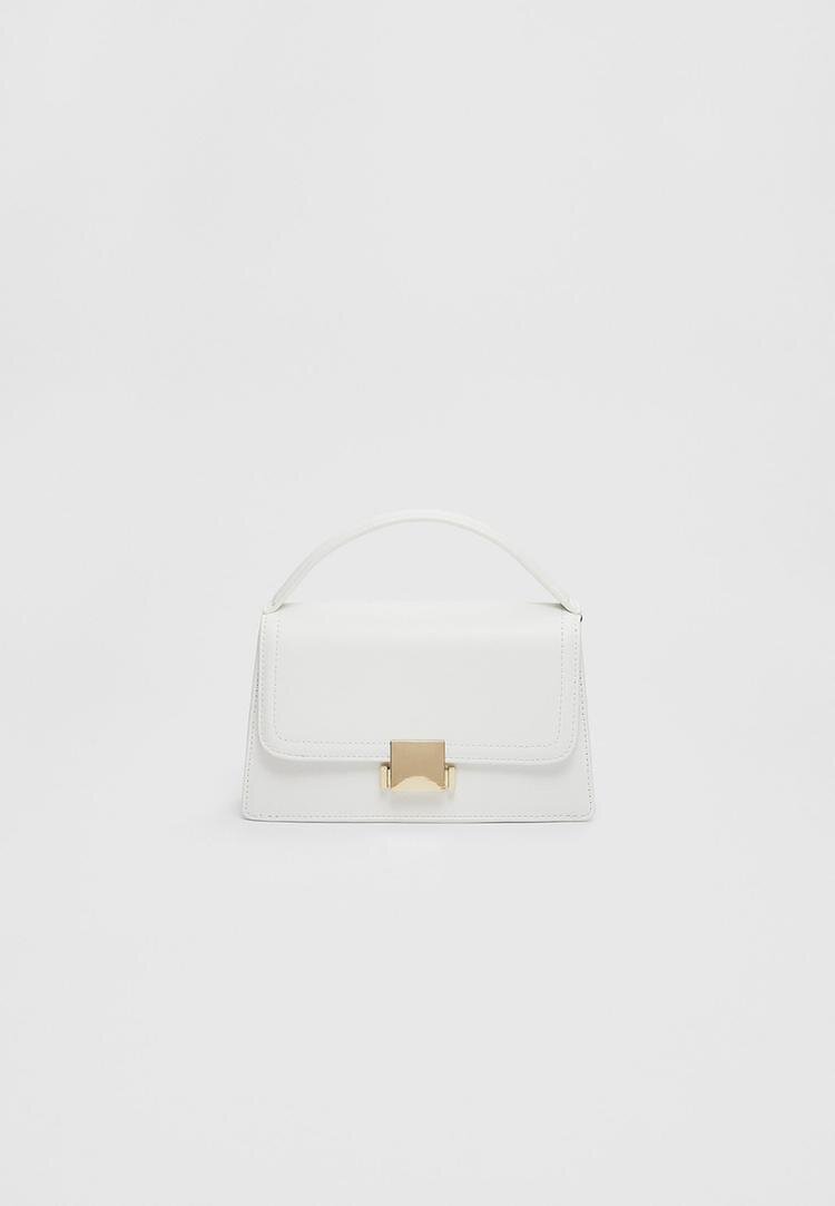 Stradivarius Geantă Crossbody Cu Mâner Dublu Alb Os
