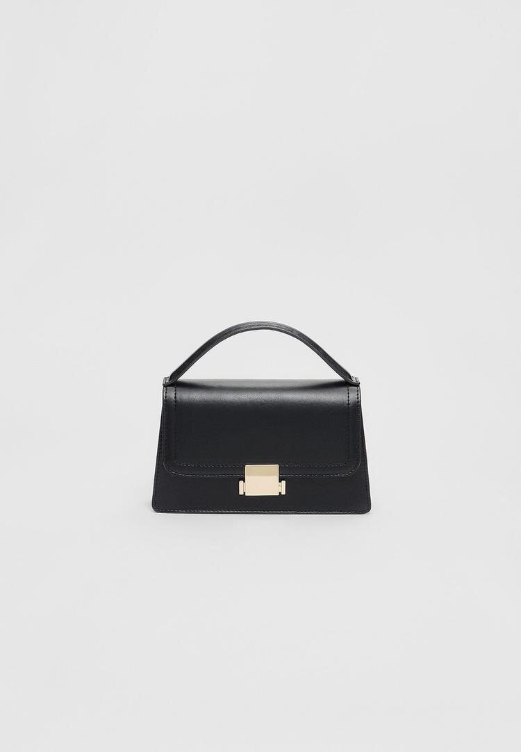 Stradivarius Geantă Crossbody Cu Mâner Dublu Negru Os