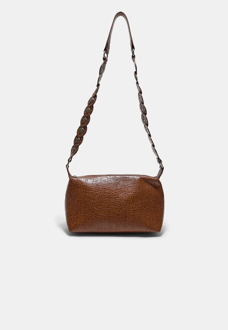 Stradivarius Geantă Crossbody Cu Ținte Ocru Os