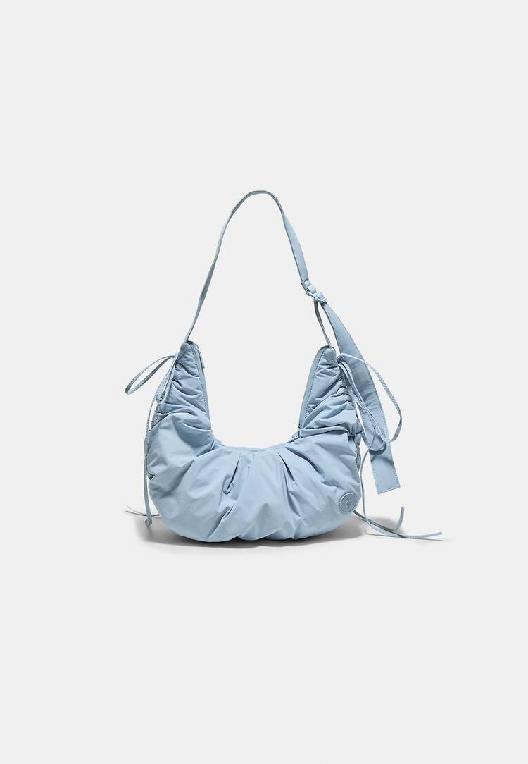 Stradivarius Geantă Crossbody Din Țesătură Încrețită Azuriu Os