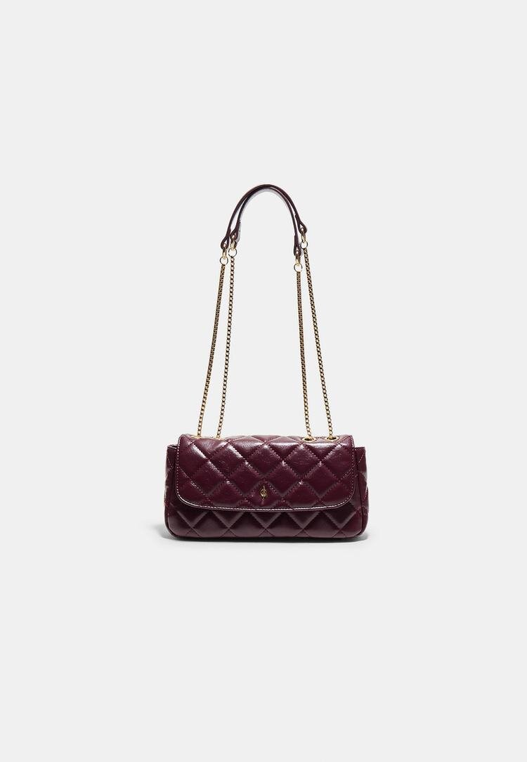 Stradivarius Geantă Crossbody Matlasată Cu Lanț Grena Os
