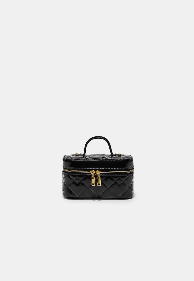 Stradivarius Geantă Crossbody Matlasată Cu Toartă Negru Os