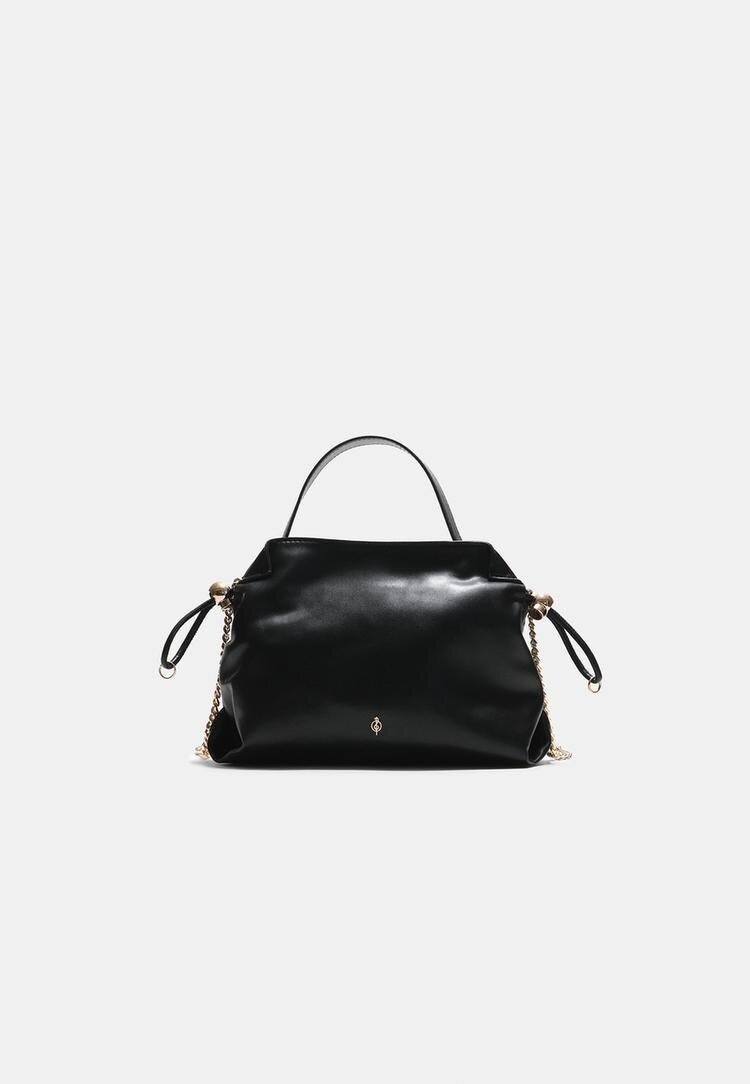 Stradivarius Geantă Crossbody Mică Cu Încrețituri Negru Os