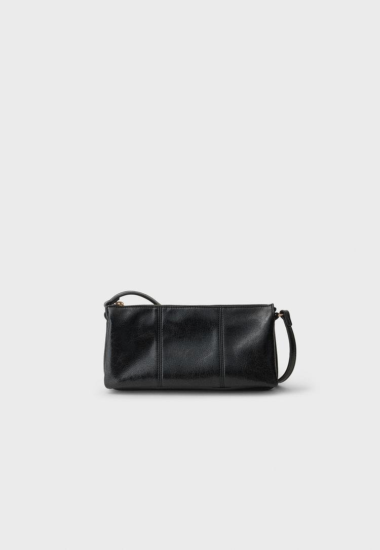 Stradivarius Geantă Crossbody Retro Negru Os