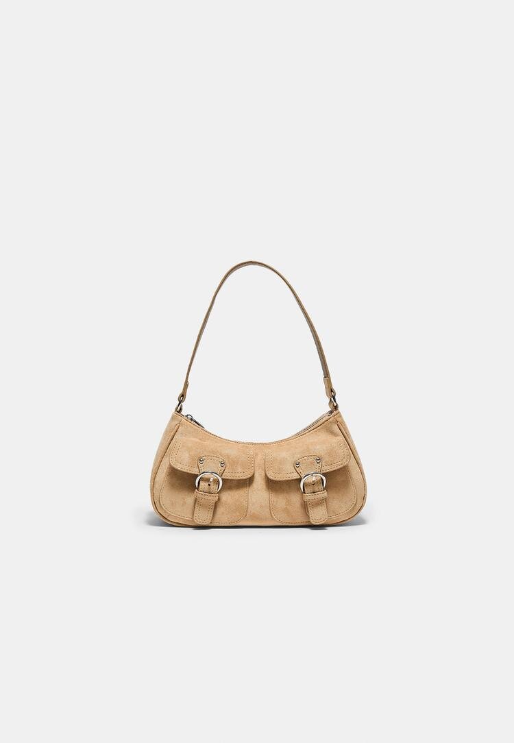 Stradivarius Geantă De Umăr Cu Buzunare Albastru Prăfuit Os