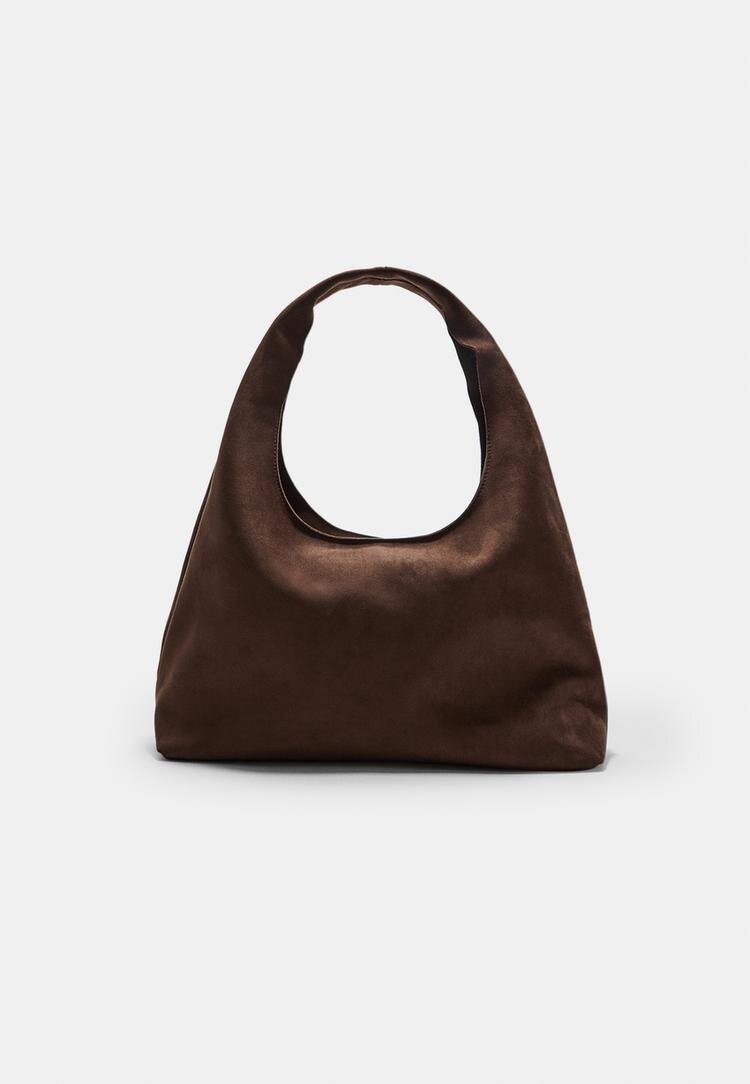 Stradivarius Geantă De Umăr Cu Imitație Piele De Căprioară Maro Os