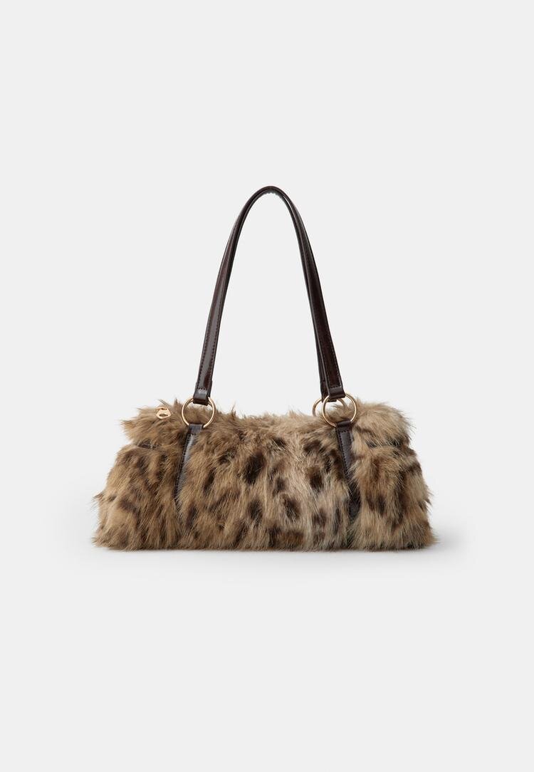 Stradivarius Geantă De Umăr Cu Imprimeu Retro Albastru Prăfuit Os