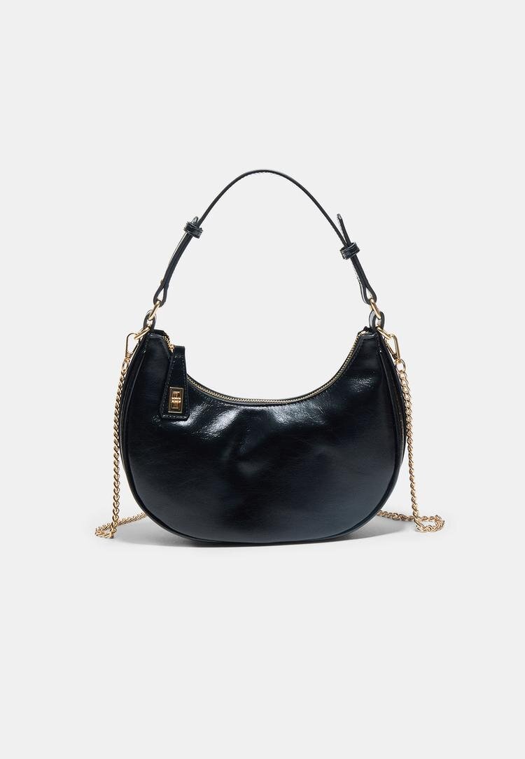 Stradivarius Geantă De Umăr Cu Închizătoare Negru Os