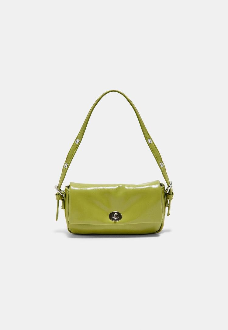 Stradivarius Geantă De Umăr Mini Cu Aspect Șifonat Verdes Fistic Os
