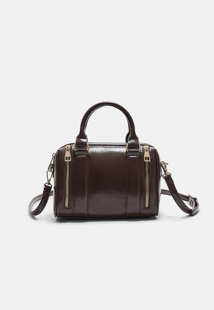 Stradivarius Geantă Imitație De Piele Cu Fermoare Maro Os