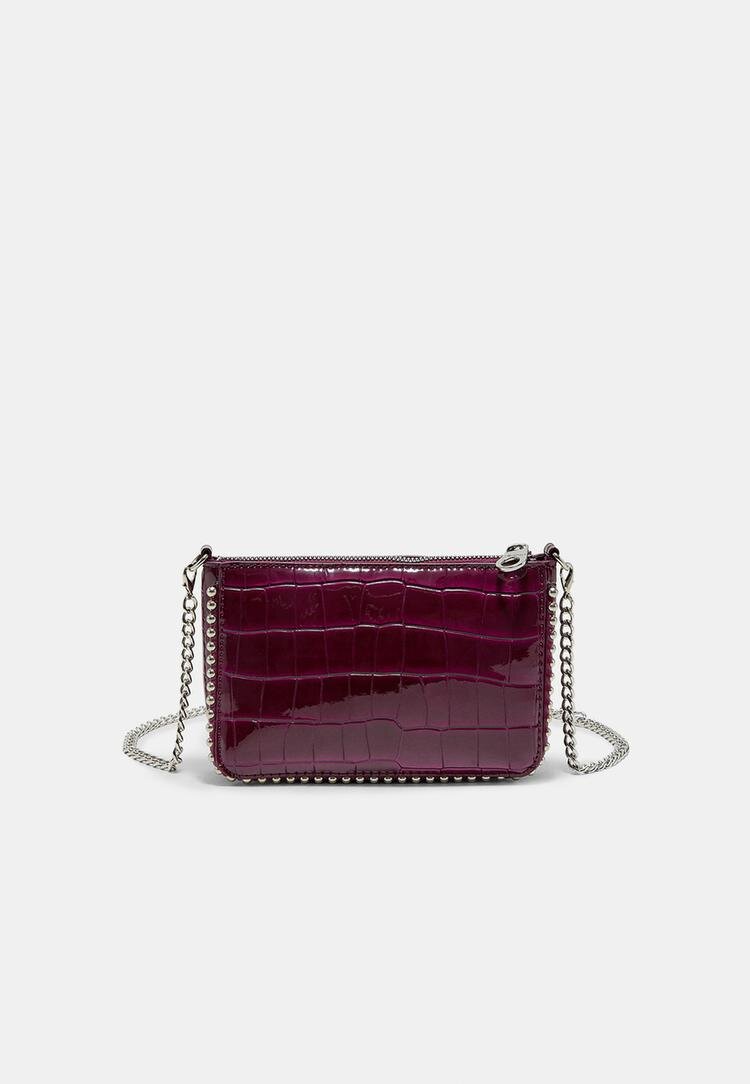 Stradivarius Geantă Mini Cu Presaj Piele De Crocodil Roz Os