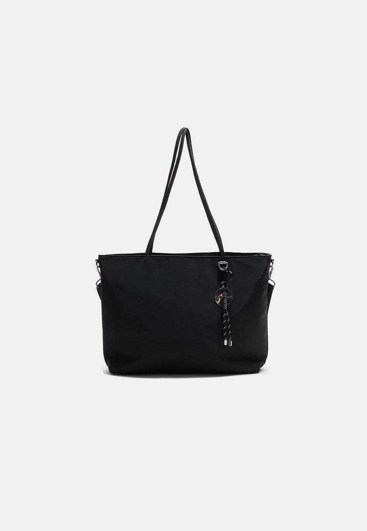 Stradivarius Geantă Shopper Cu Charm Negru Os