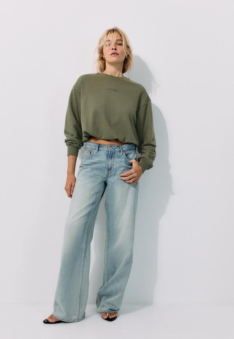 Stradivarius Hanorac Cropped Cu Volum Kaki L