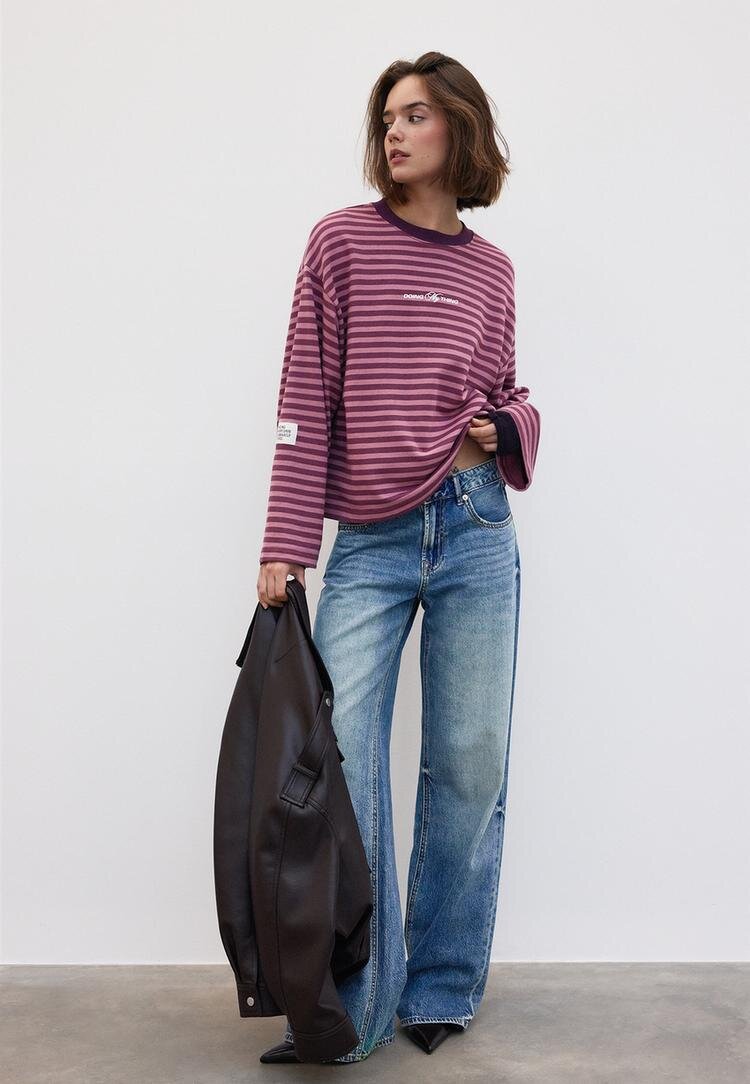 Stradivarius Hanorac Cu Dungi Coral L