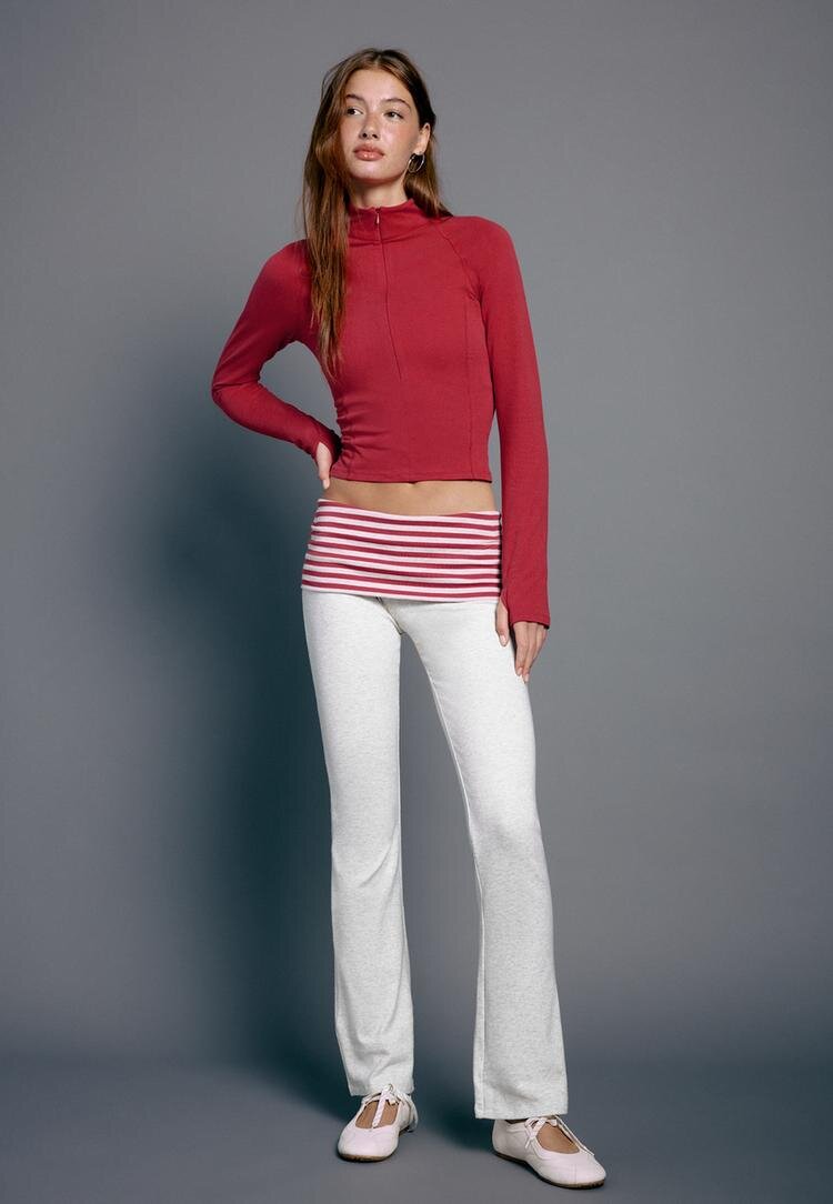 Stradivarius Legging Evazat Cu Talie Întoarsă Gri Melanj M