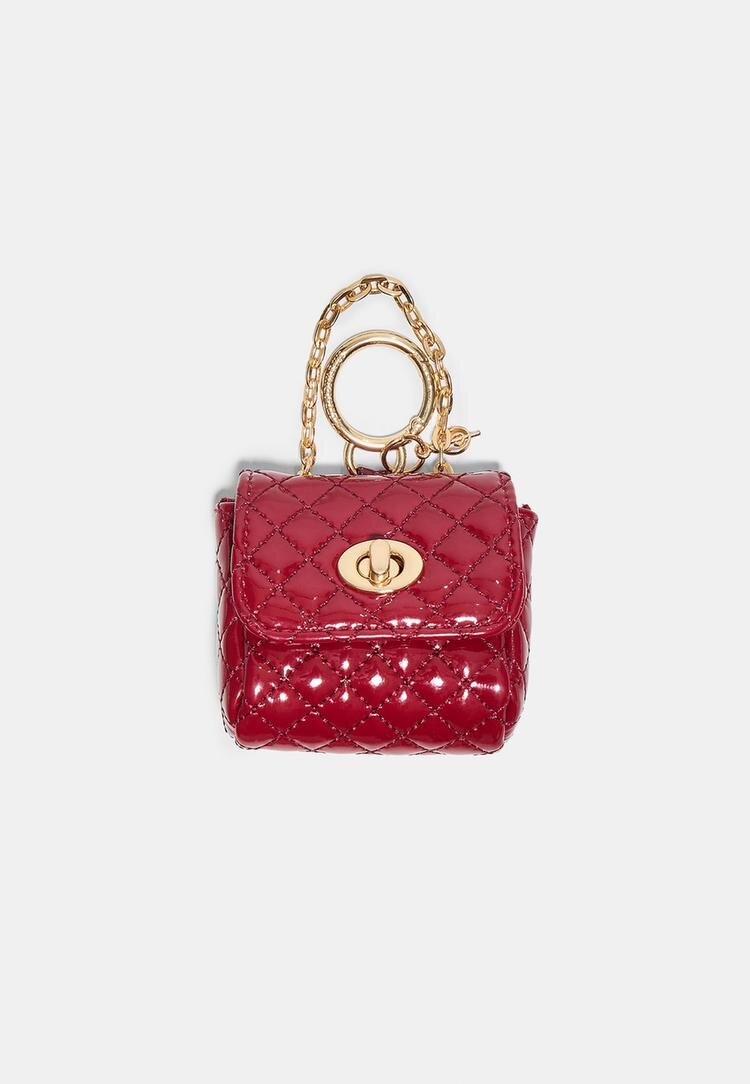 Stradivarius Mini Geantă Charm Matlasată Maro Deschis Os