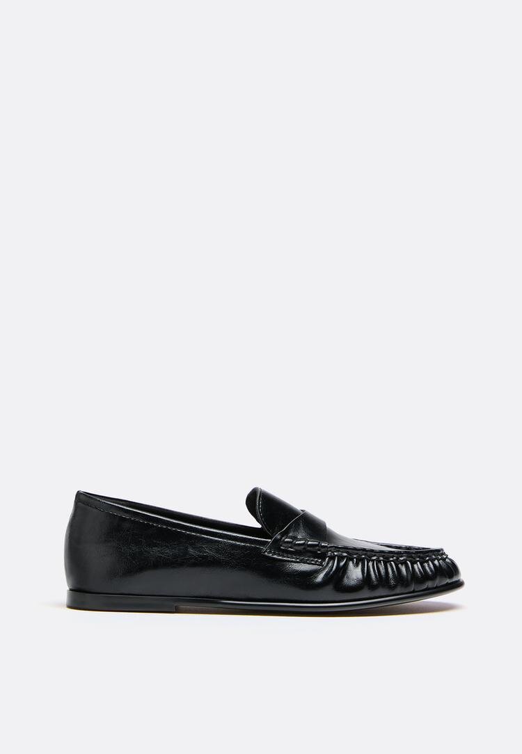 Stradivarius Mocasini Flexibili Din Imitație De Piele Negri Negru 38