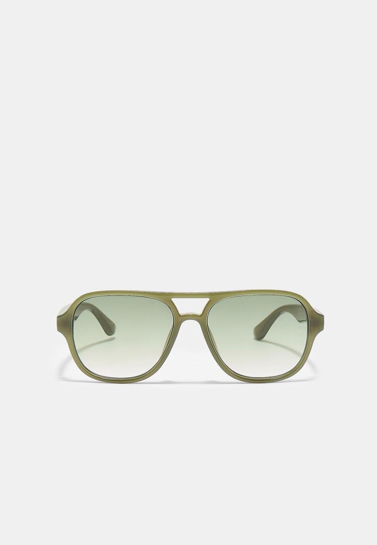 Stradivarius Ochelari Cu Dublă Punte Verde Închis Os