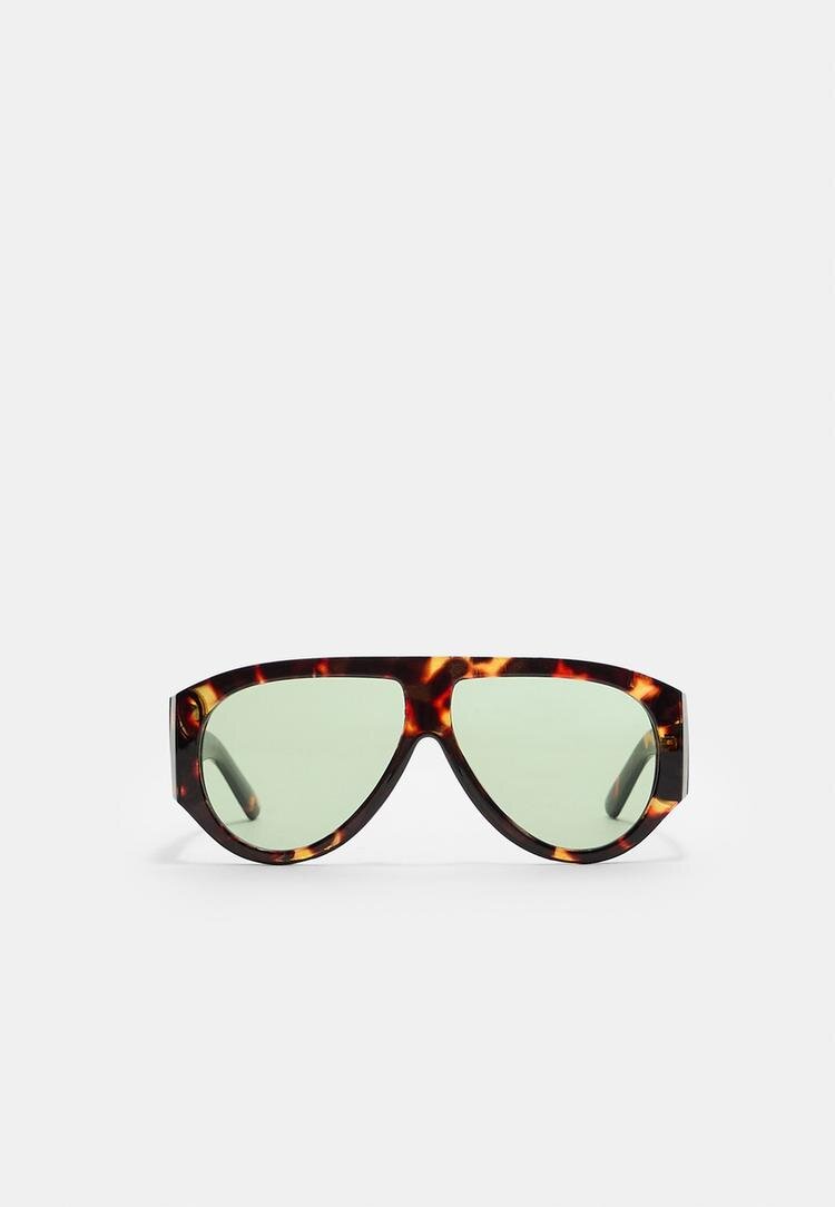 Stradivarius Ochelari De Soare Stil Retro Cu Efect Baga Verde Închis Os