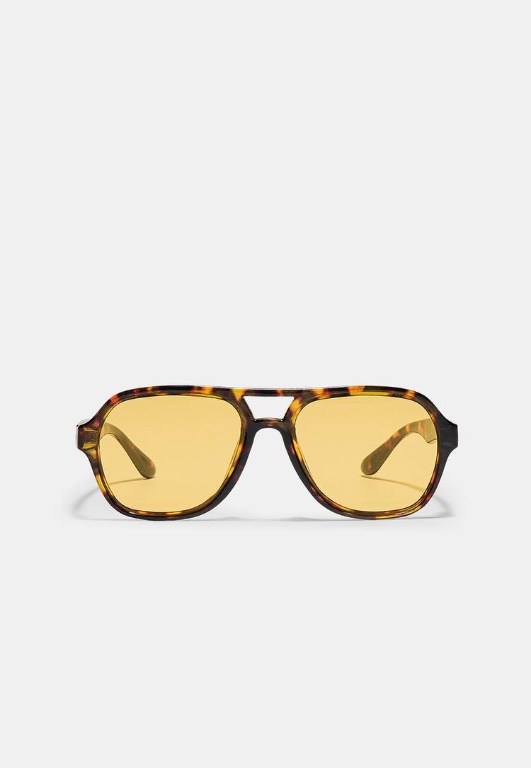 Stradivarius Ochelari Din Pastă Cu Dublu Puntea Galben Os