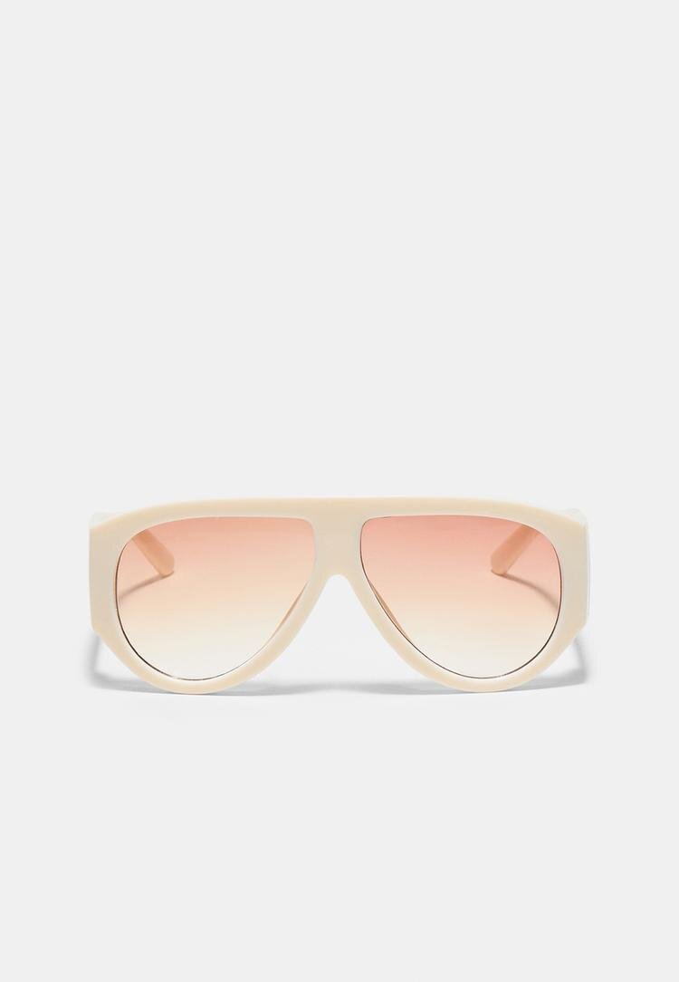 Stradivarius Ochelari Din Pastă Cu Lentile Colorate Ecru Os