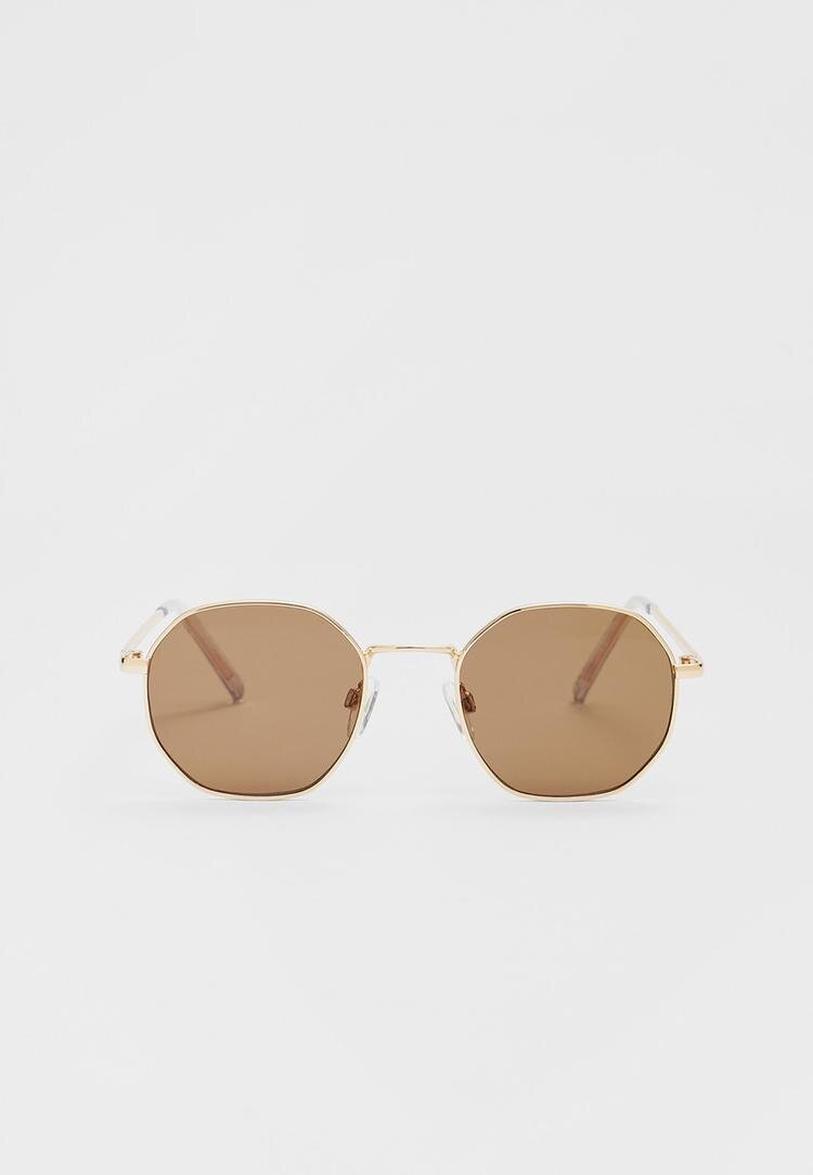 Stradivarius Ochelari Metalici Hexagonali Albastru Os