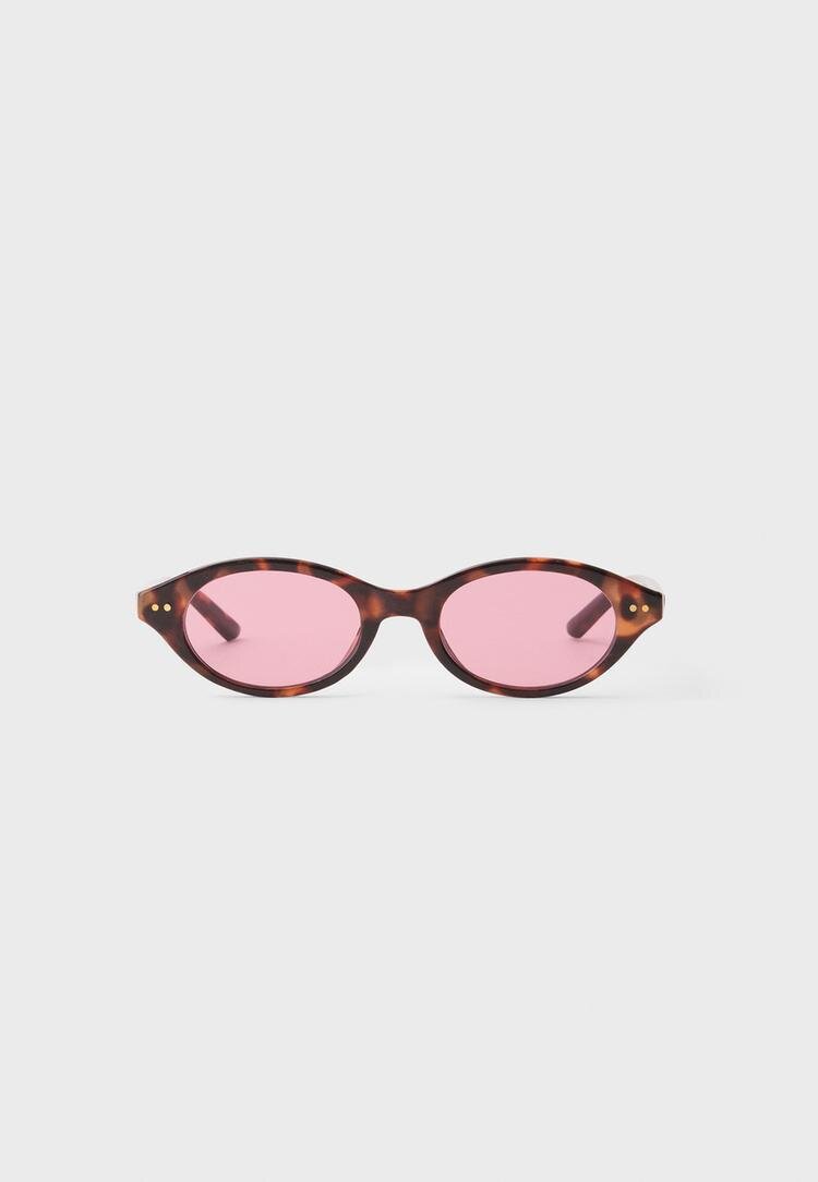 Stradivarius Ochelari Ovali Roz Os