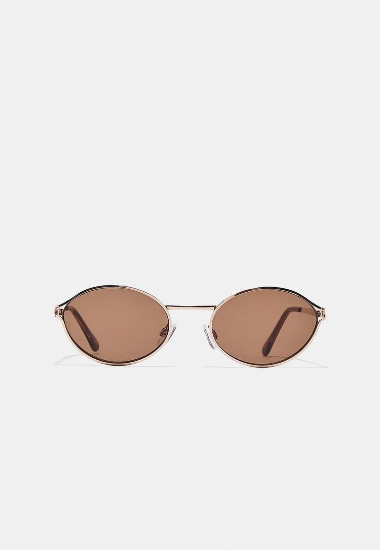 Stradivarius Ochelari Rotunzi Din Metal Galben Os