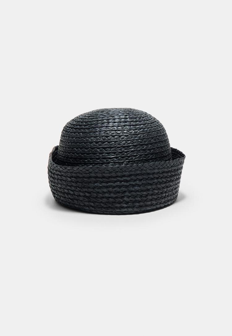 Stradivarius Pălărie Rotundă Din Rafie Negru Os