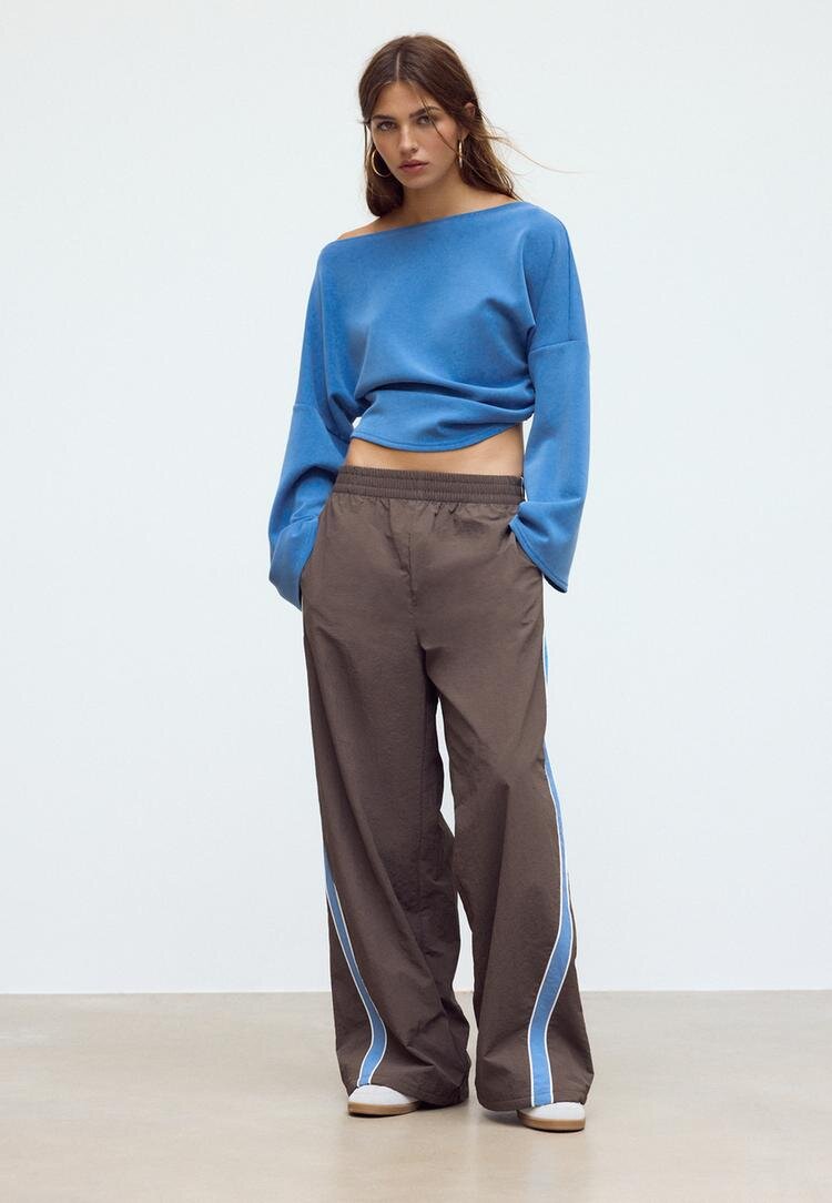 Stradivarius Pantalon Tehnic Din Polar Albastru Marin Xl